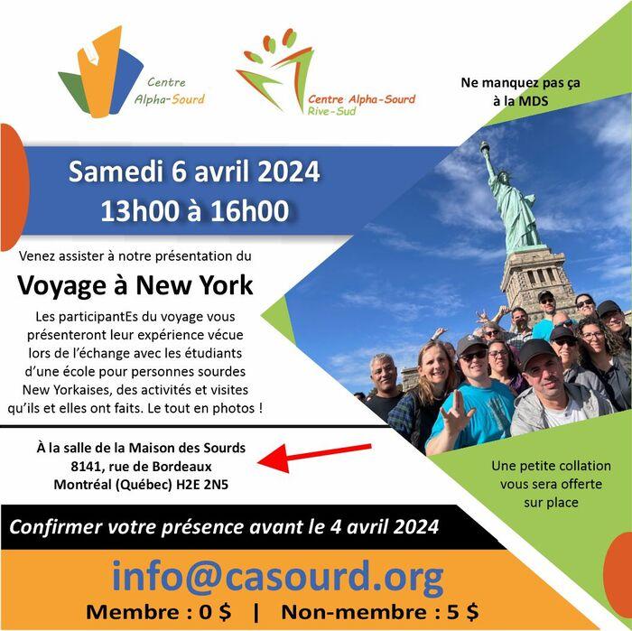 Présentation du voyage à New York